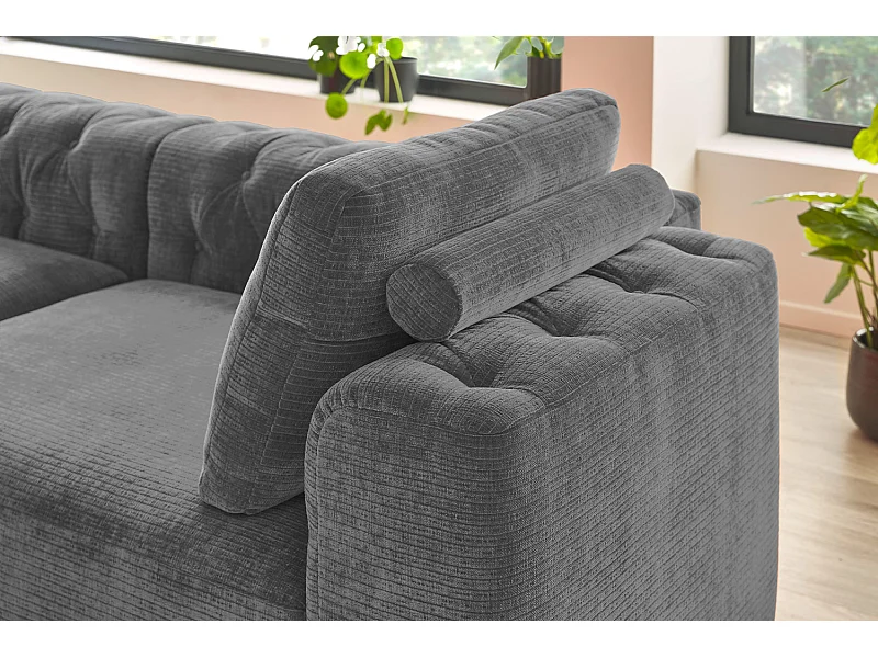 Coussin - anthracite Velours côtelé - SEPHI