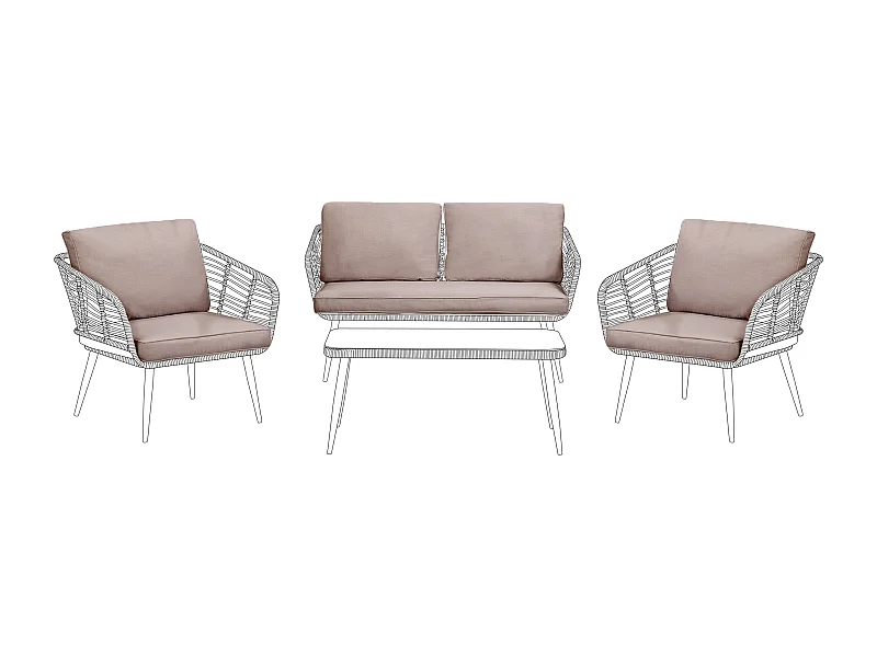 Outdoor-Kissenbezug-Set mit Sitz- und Rückenkissenhüllen beige Modell Corinth