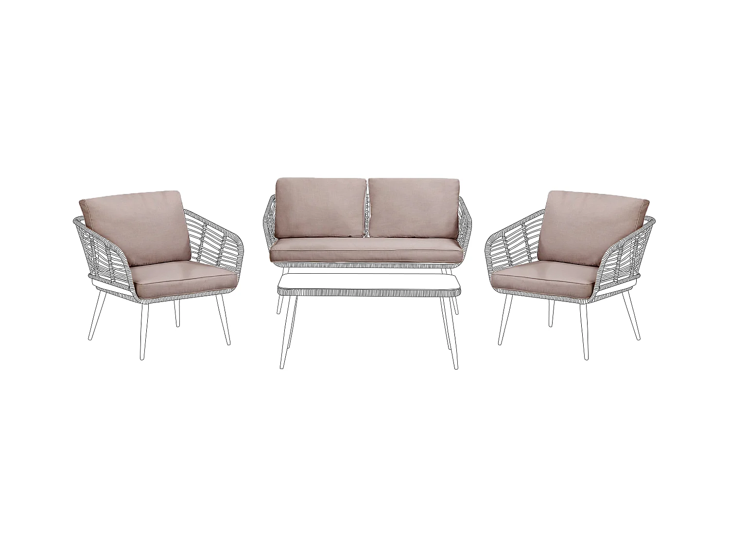 Ensemble de housses de coussins d'extérieur CORINTH Beige