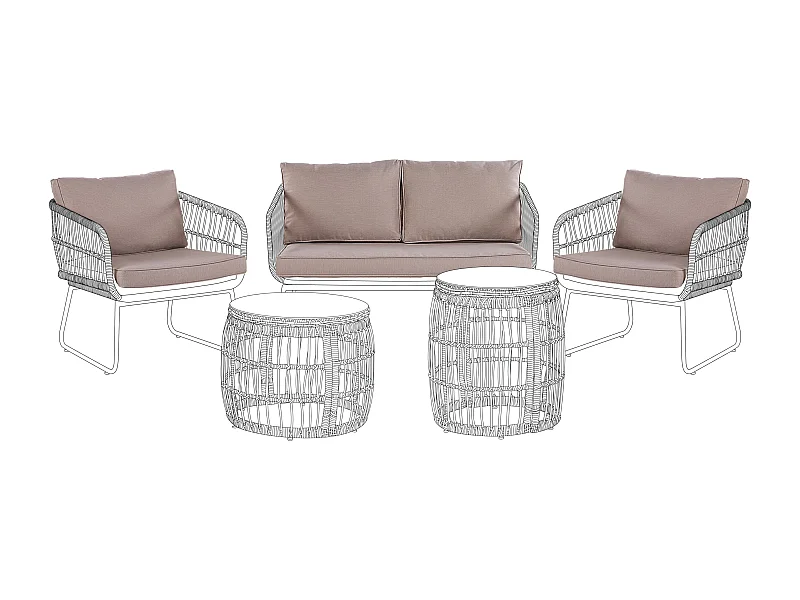 Outdoor-Kissenbezug-Set mit Sitz- und Rückenkissenhüllen beige Modell Ravello