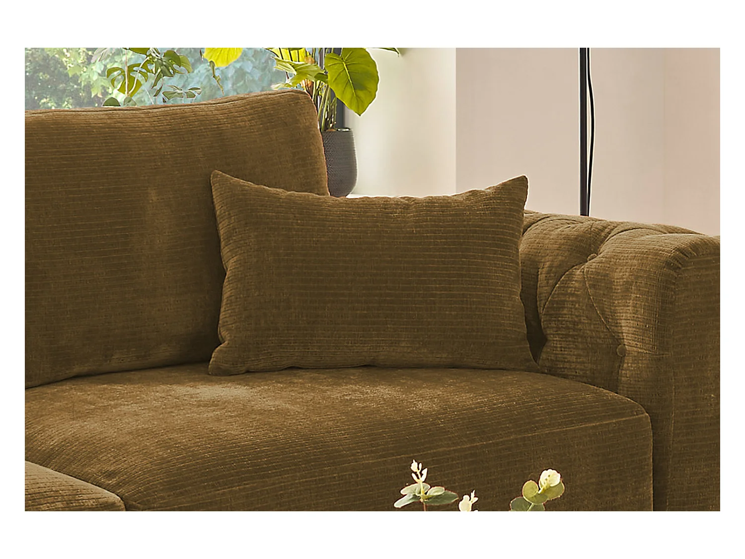 Coussin - marron Velours côtelé - SEPHI