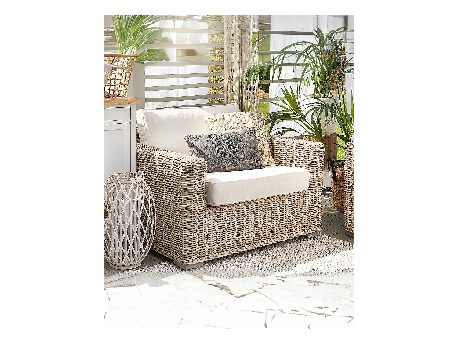 Ensemble de housses de coussins d'extérieur ARDEA Blanc