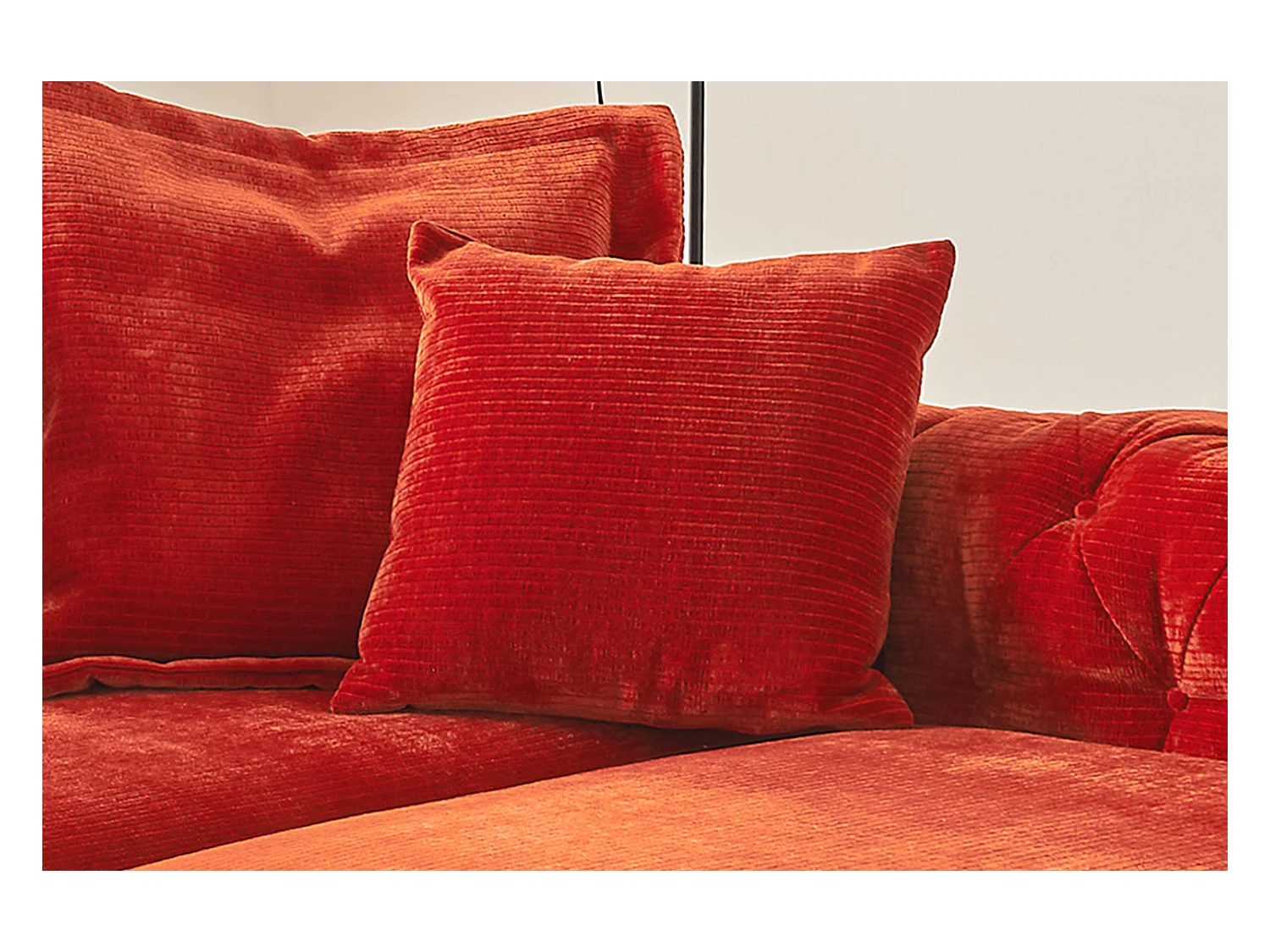 Coussin - Rouge Velours côtelé - SEPHI
