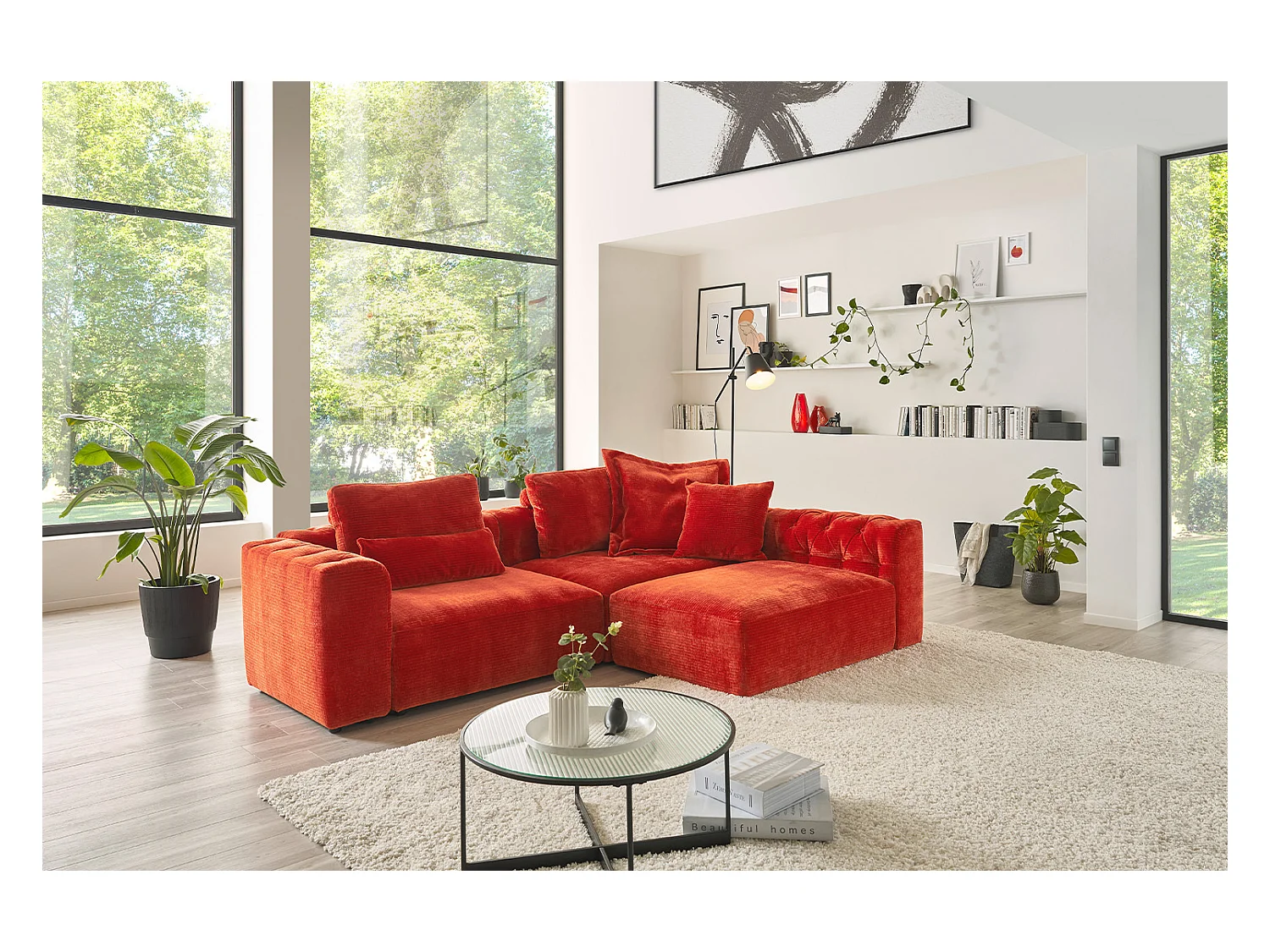 Coussin - Rouge Velours côtelé - SEPHI