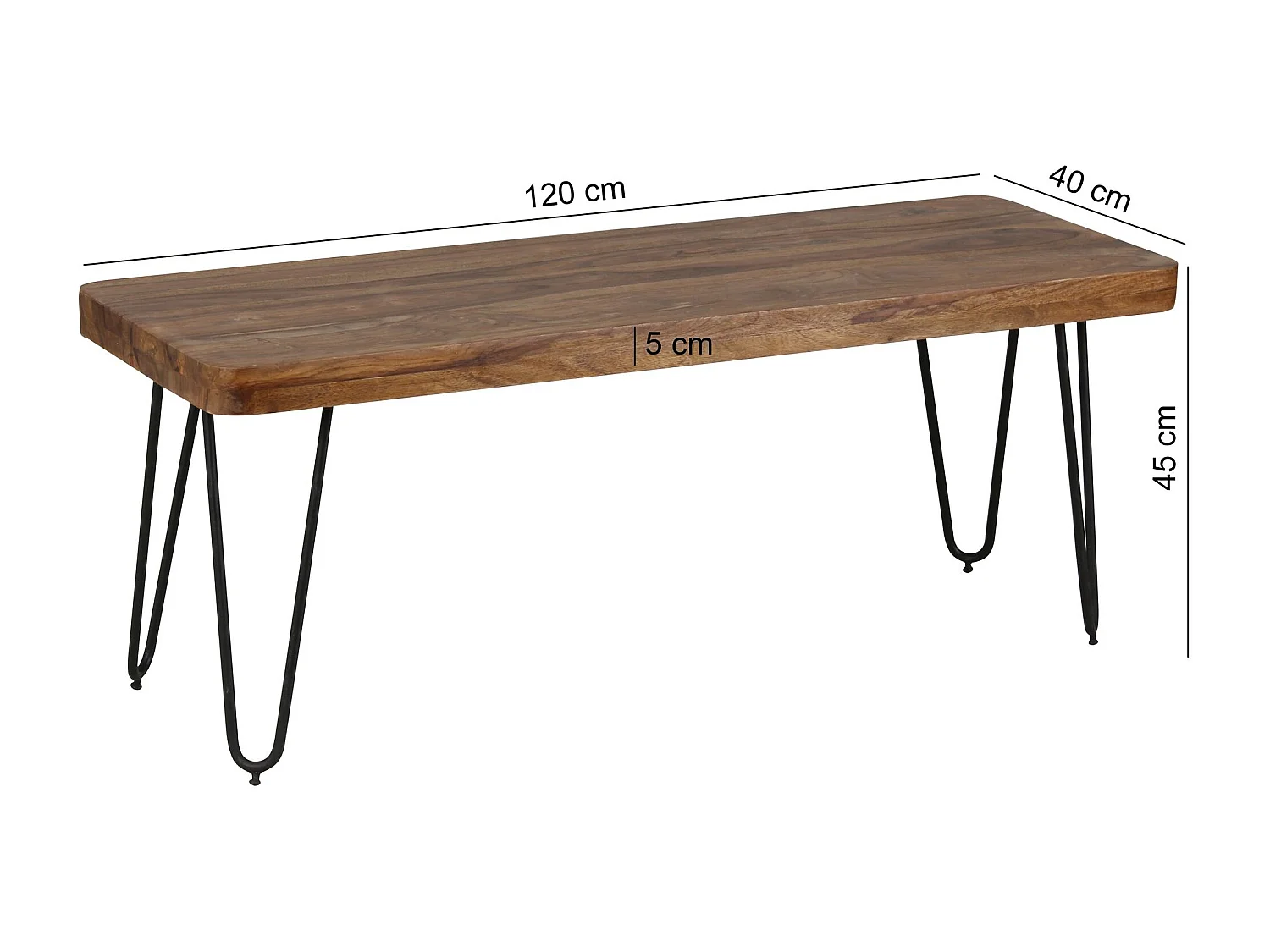 Esszimmer 120 x 45 x 40 cm Sitzbank BAGLI Massiv-Holz