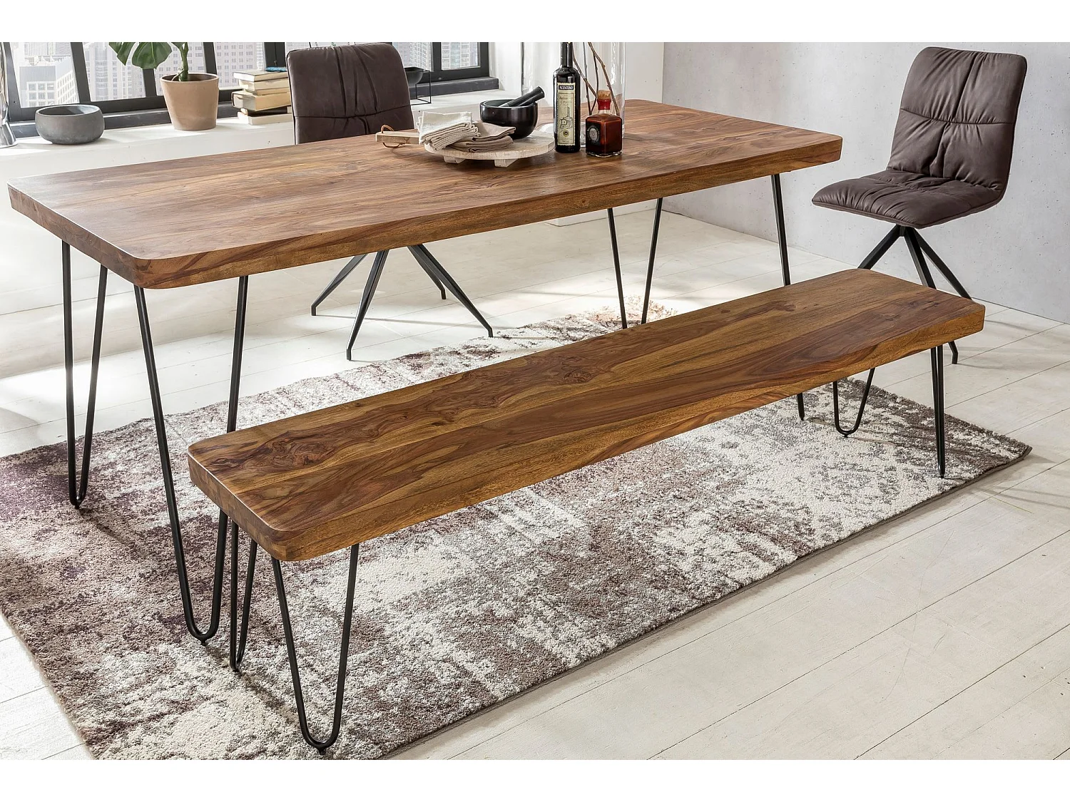 Esszimmer 120 x 45 x 40 cm Sitzbank BAGLI Massiv-Holz