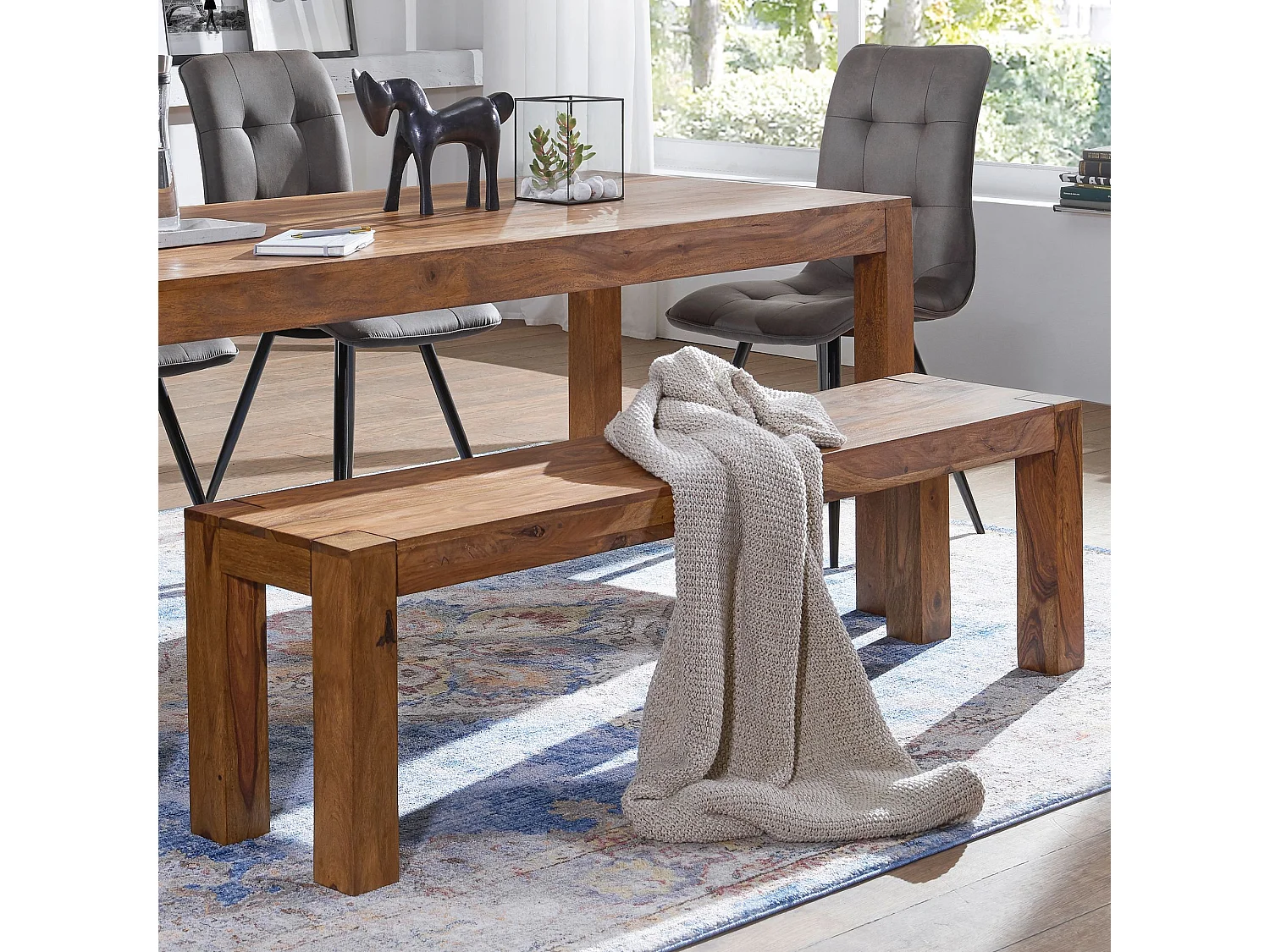 Esszimmer Sitzbank MUMBAI Massiv-Holz Sheesham 120 x 45