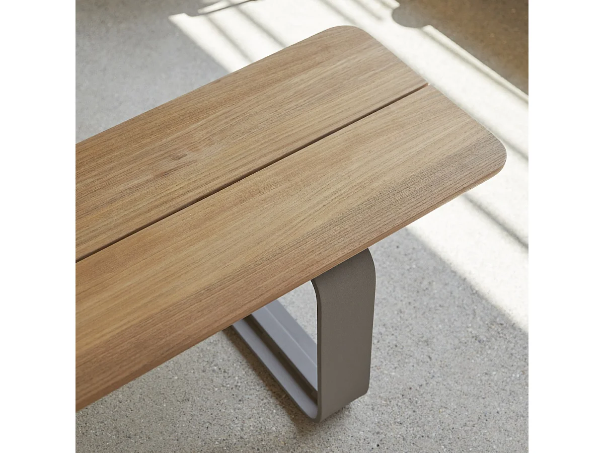 Banc en bois de teck massif et aluminium Harper