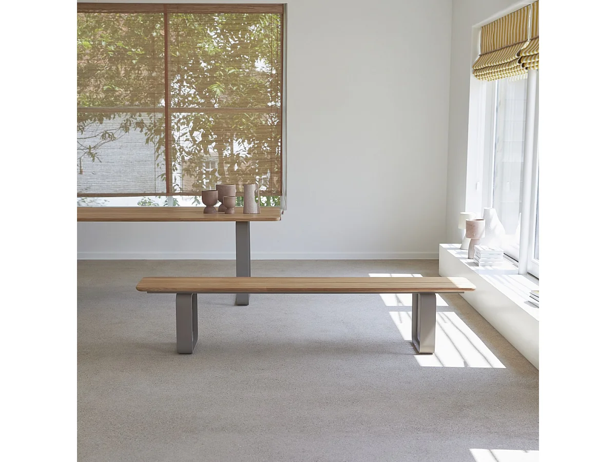 Banc en bois de teck massif et aluminium Harper