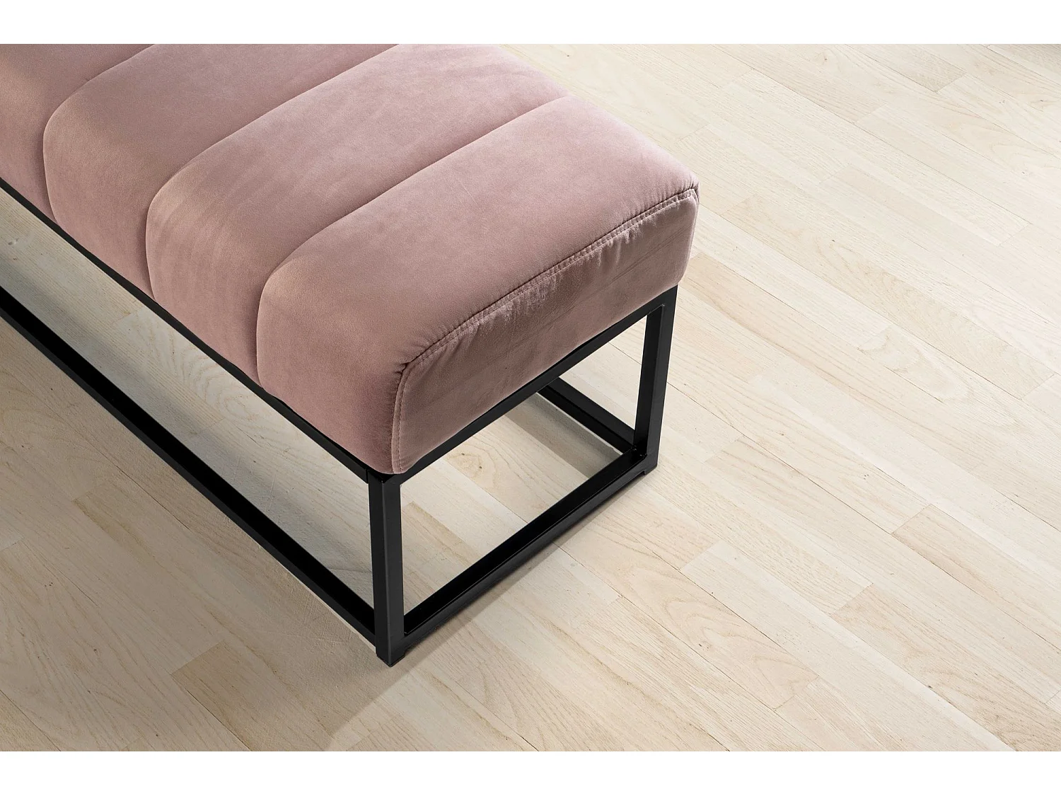 Banc Rembourré Rose 108x40x40 cm Style Moderne avec Structure en Métal | Banquette Couloir Velours