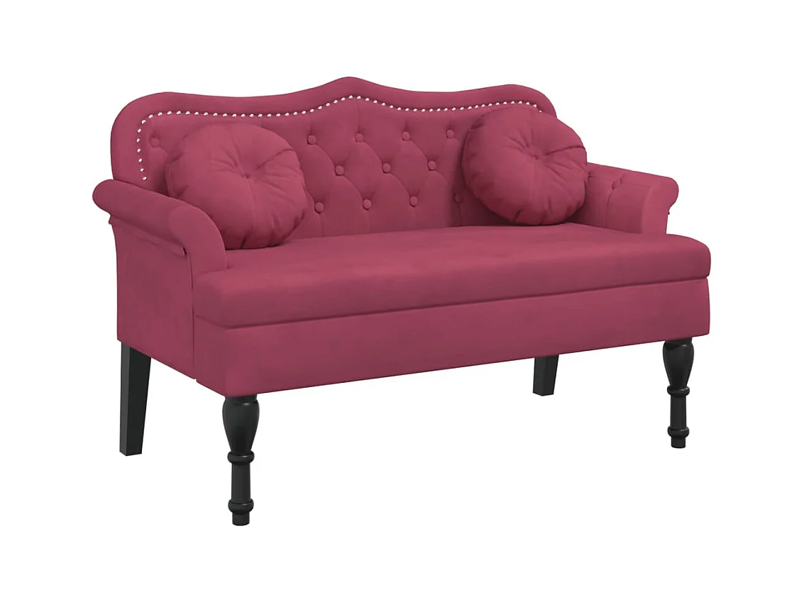 Banc avec coussins bordeaux 120,5x65x75 cm velours