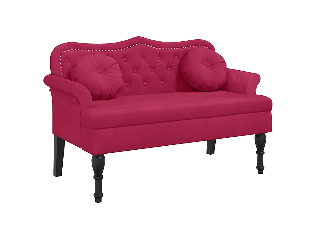Banc avec coussins bordeaux 120,5x65x75 cm velours
