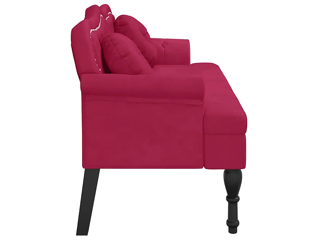 Banc avec coussins bordeaux 120,5x65x75 cm velours