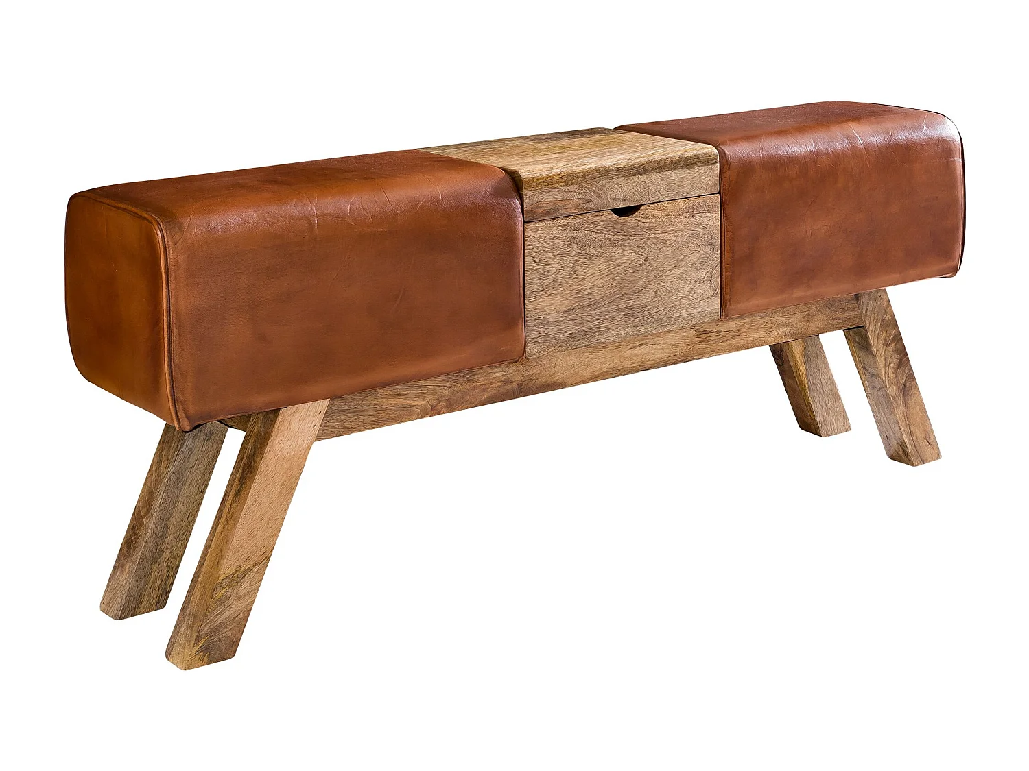 design Bock Tourner Banc compartiment Brown stockage 120 x 29 x 53 cm | Tourner escabeau en