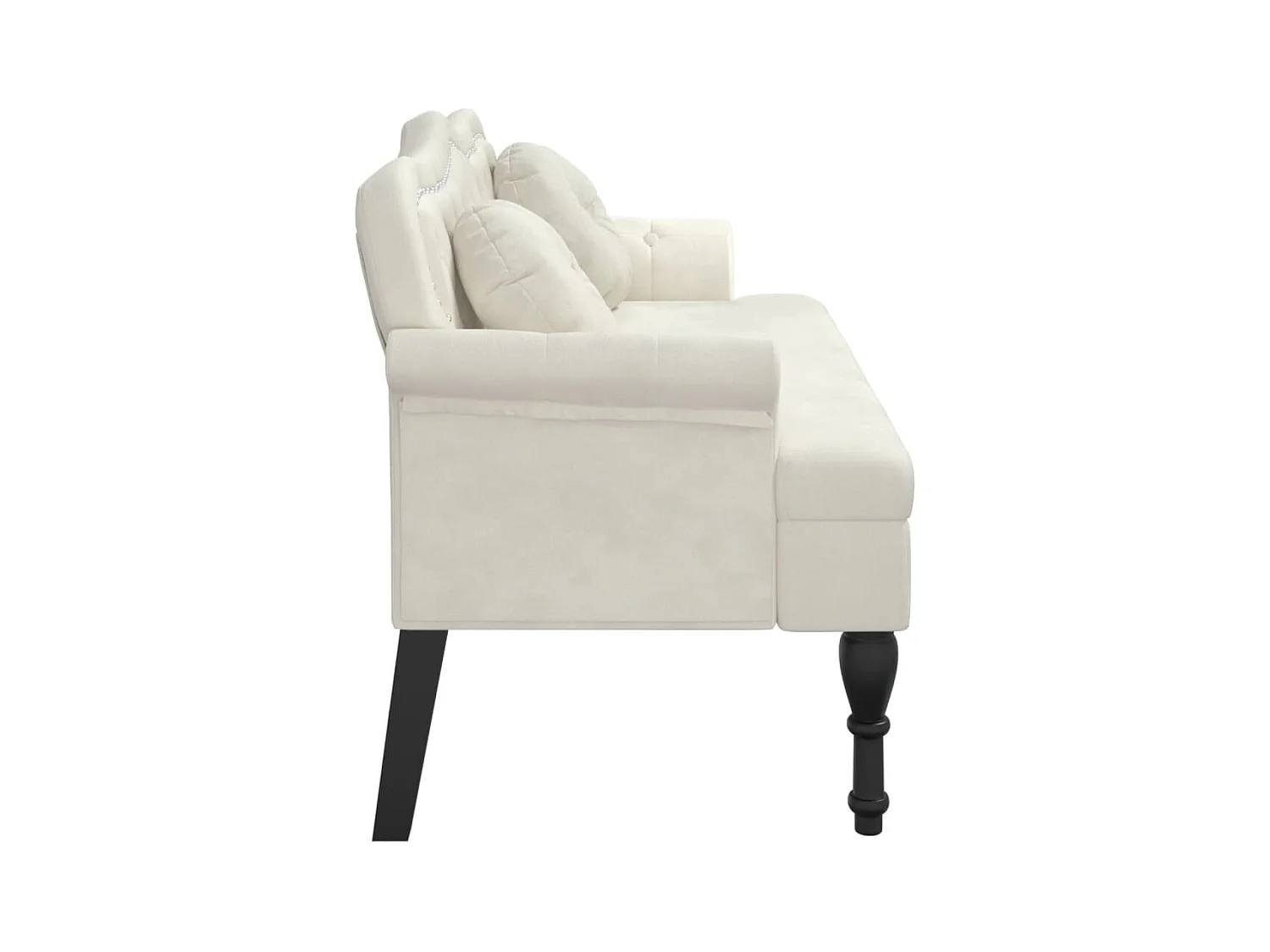 Banc avec coussins crème 120,5x65x75 cm velours