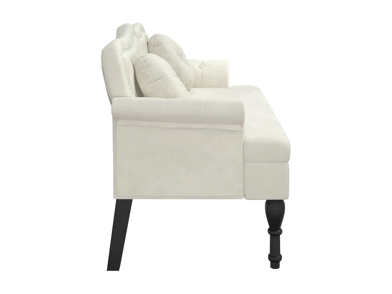 Sitzbank mit Kissen Creme 120,5x65x75 cm Samt