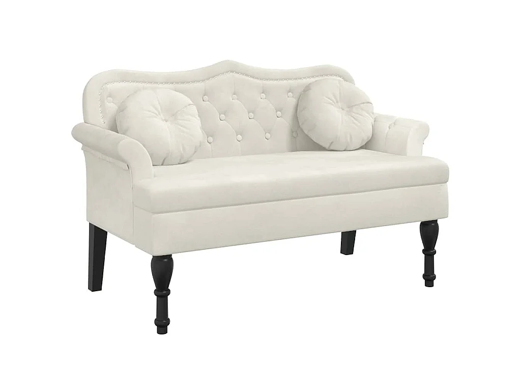 Banc avec coussins crème 120,5x65x75 cm velours