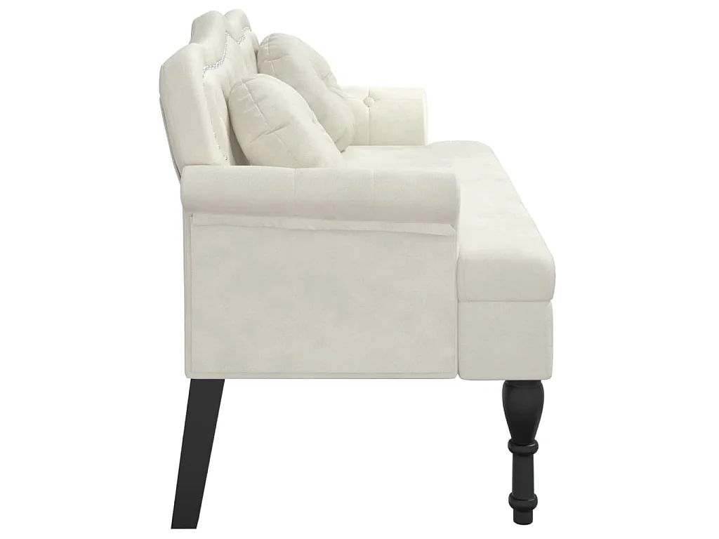 Banc avec coussins crème 120,5x65x75 cm velours