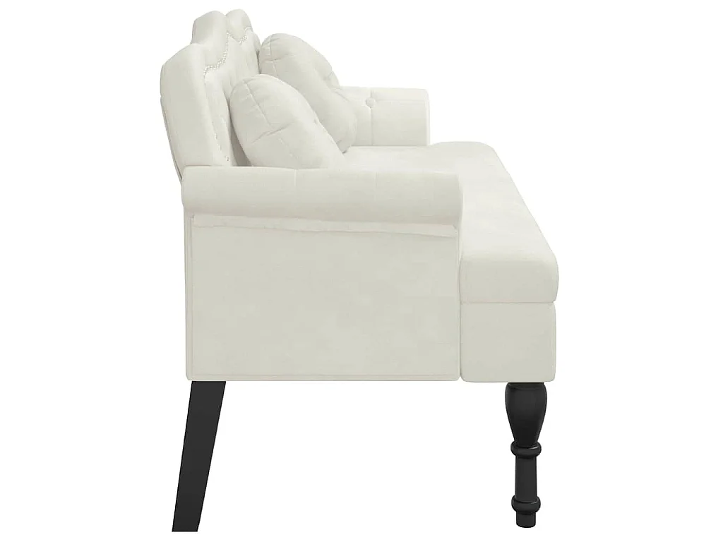 Banco con cojines terciopelo crema 120,5x65x75 cm