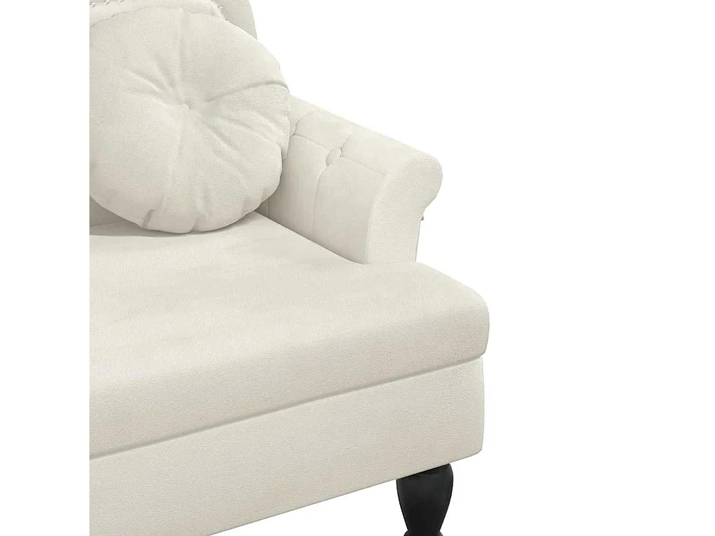 Banco con cojines terciopelo crema 120,5x65x75 cm