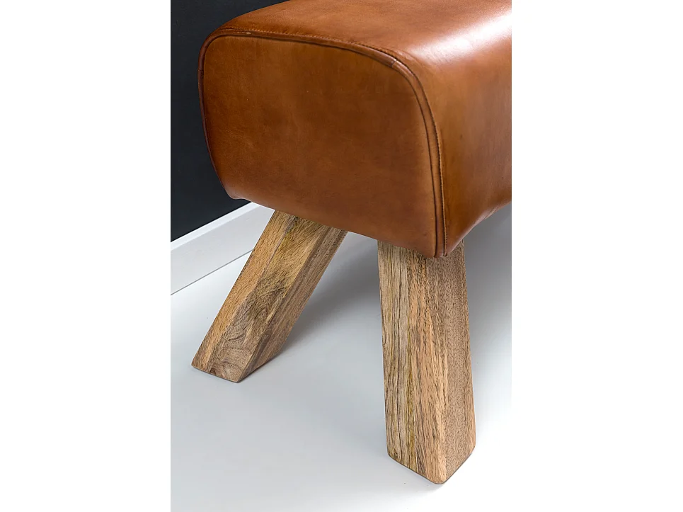 design cuir siège Bock brunissent 90 x 30 x 43 cm | Tourner banc en cuir escabeau | Tabouret Banc