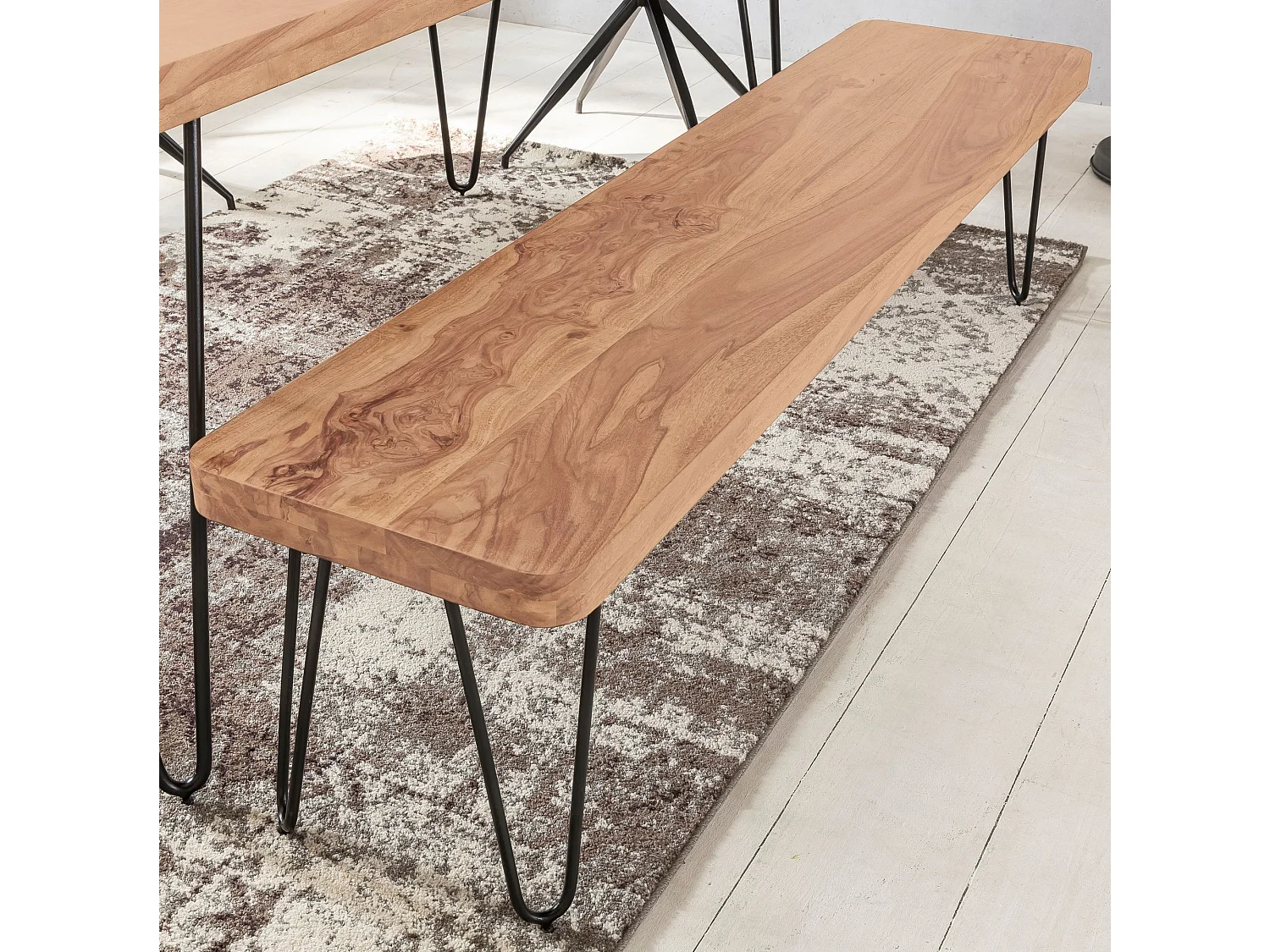 banc de salle à manger BAGLI bois massif acacia 120 x 45