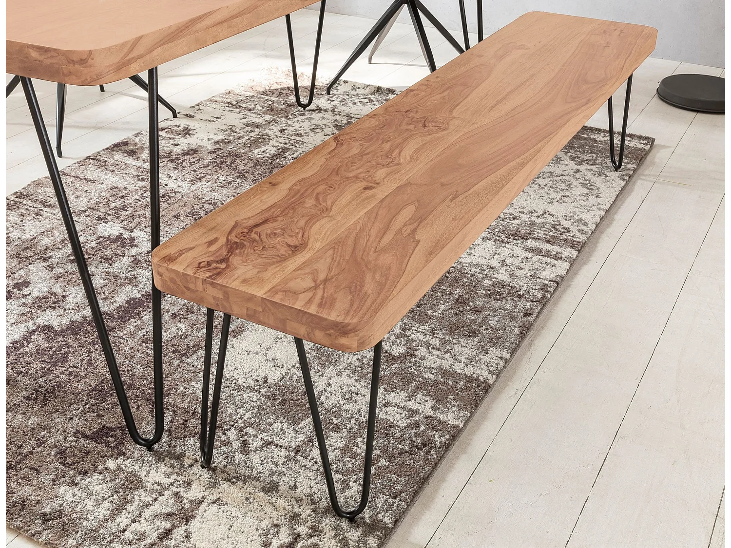 banc de salle à manger BAGLI bois massif acacia 120 x 45