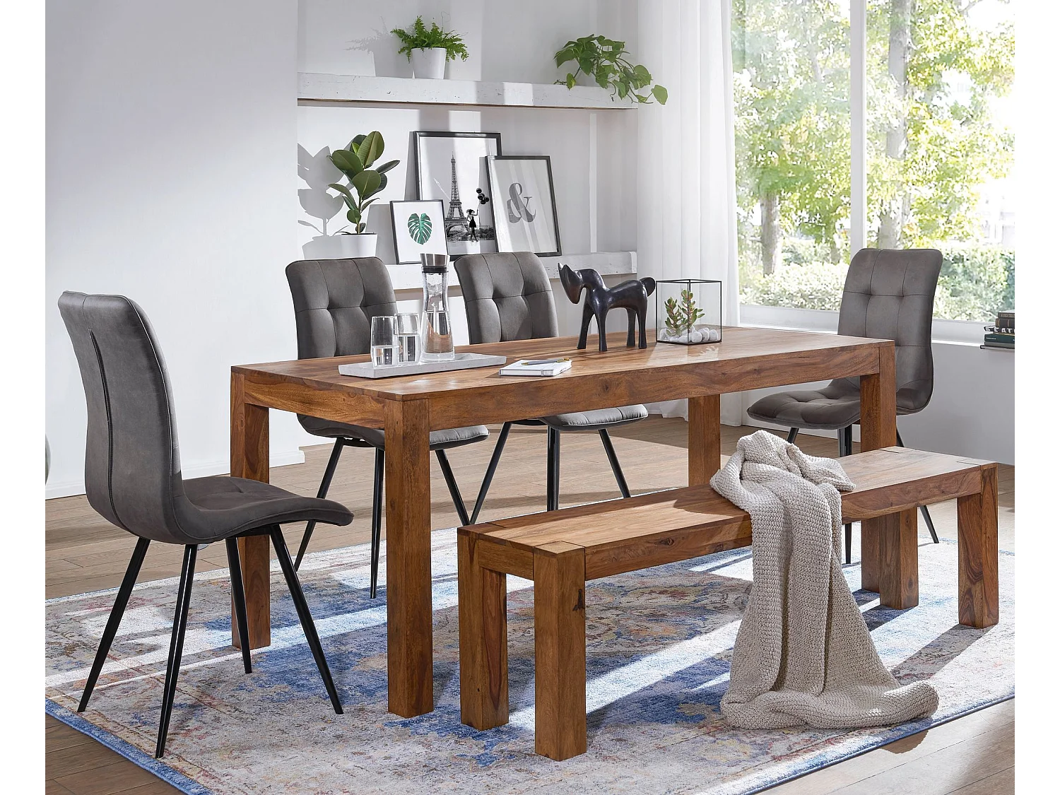 Esszimmer Sitzbank MUMBAI Massiv-Holz Sheesham 160 x 45