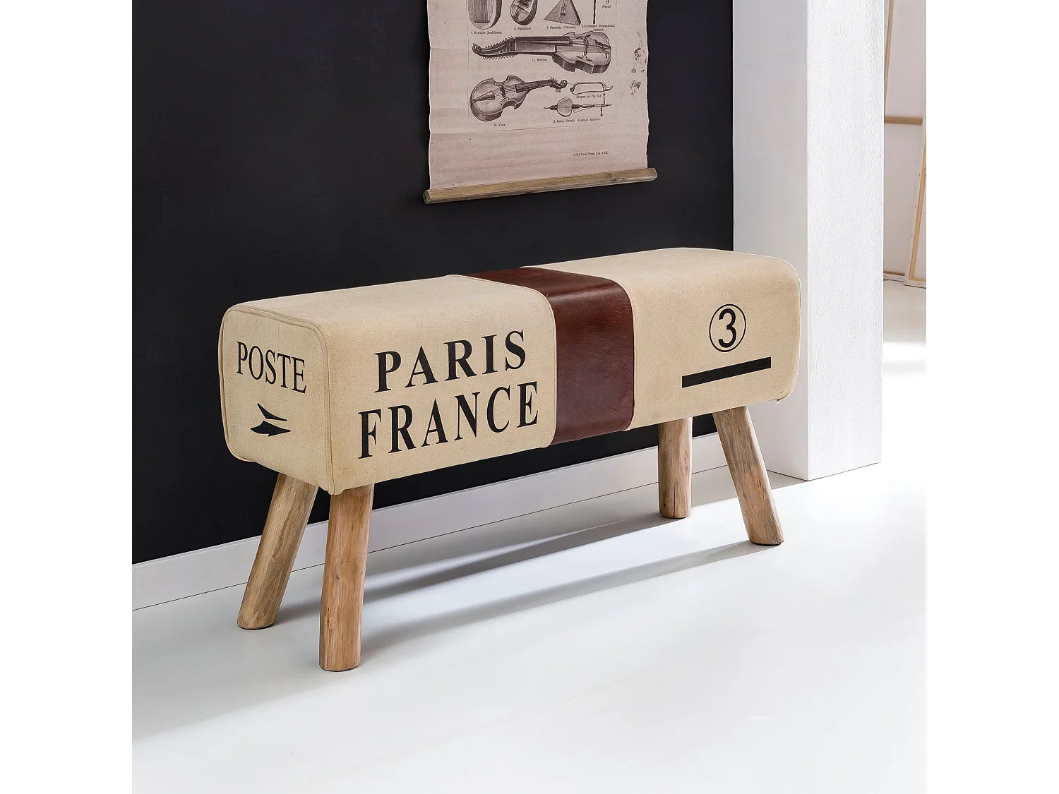 Design Banc de Bock Turn TOILE Brown 91 x 30 x 50 cm | Tourner en escabeau en cuir véritable /
