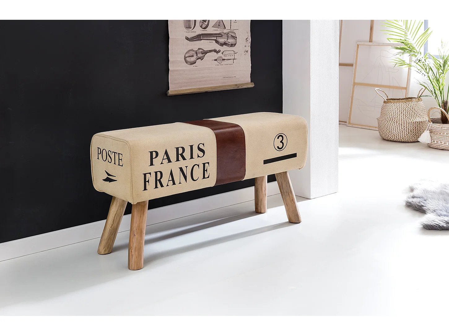 Design Banc de Bock Turn TOILE Brown 91 x 30 x 50 cm | Tourner en escabeau en cuir véritable /