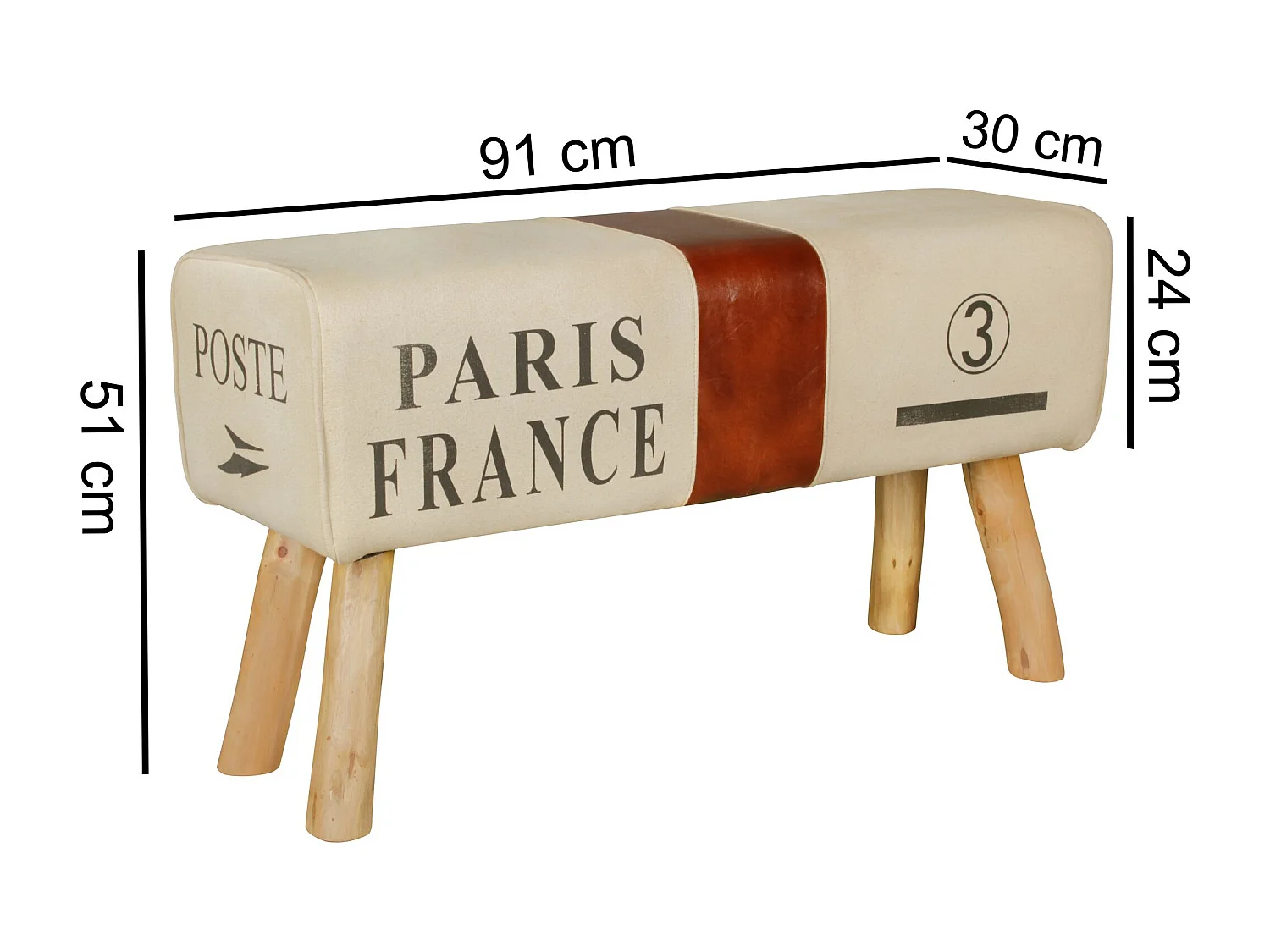 Design Banc de Bock Turn TOILE Brown 91 x 30 x 50 cm | Tourner en escabeau en cuir véritable /