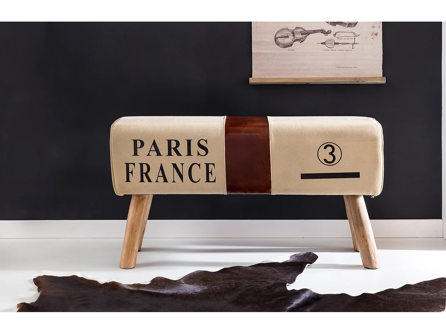 Design Banc de Bock Turn TOILE Brown 91 x 30 x 50 cm | Tourner en escabeau en cuir véritable /