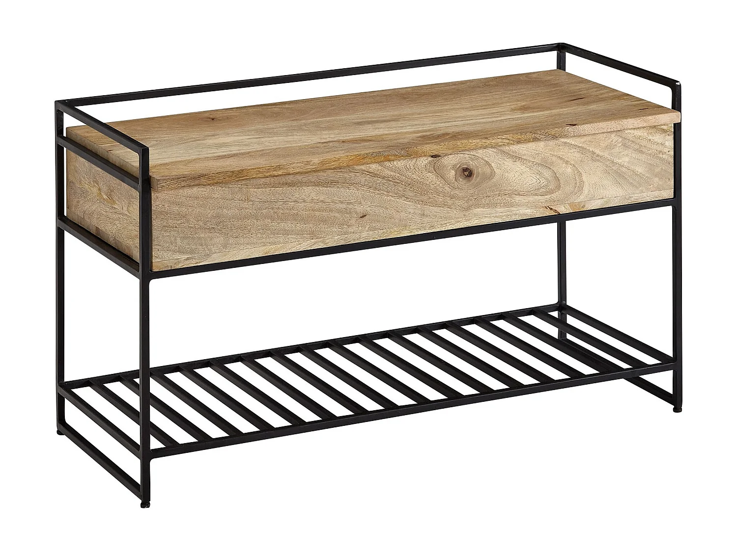 Banc avec Espace de Rangement Manguier Bois Massif 90x52x38 cm | Banquette Couloir Moderne | Banc
