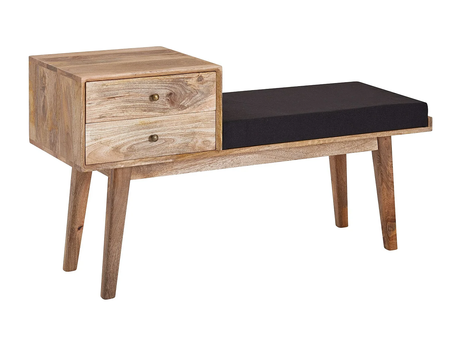 banc tissu / banc en bois massif 120x65x40 cm de style rétro | Banquette d'entrée avec espace de