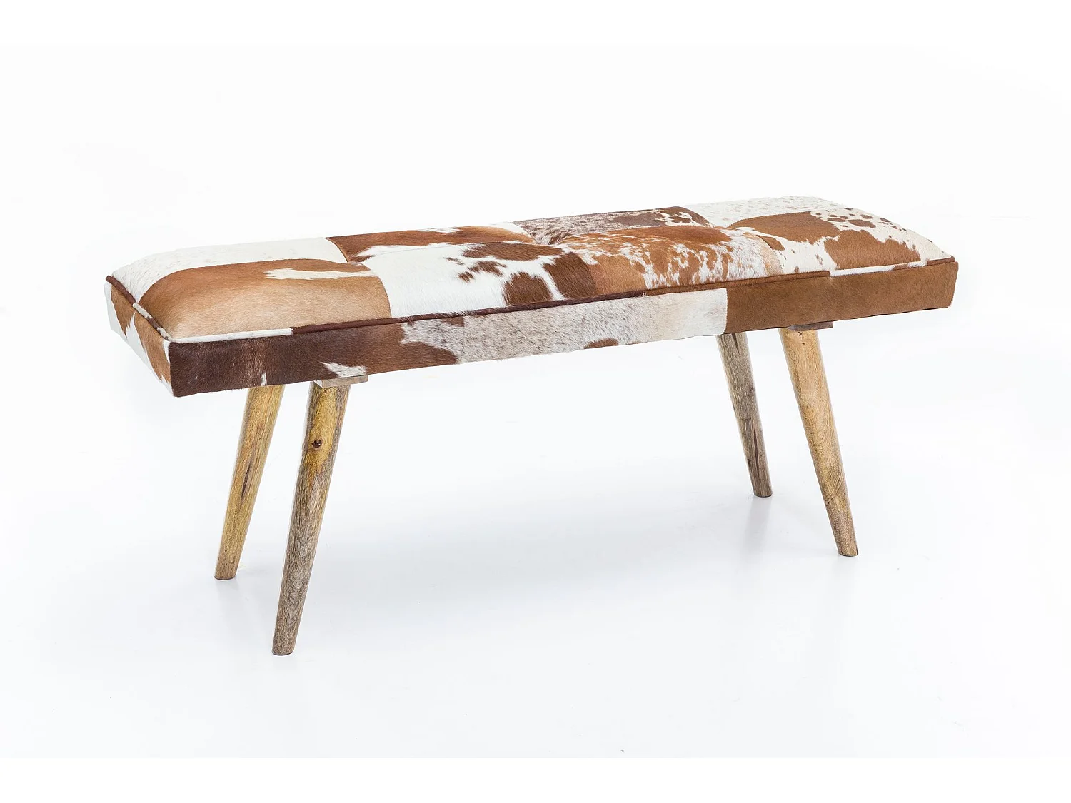 places à l' intérieur véritable chevreau Brown Blanc 120 x 40 x 52 cm | Design décoration banc