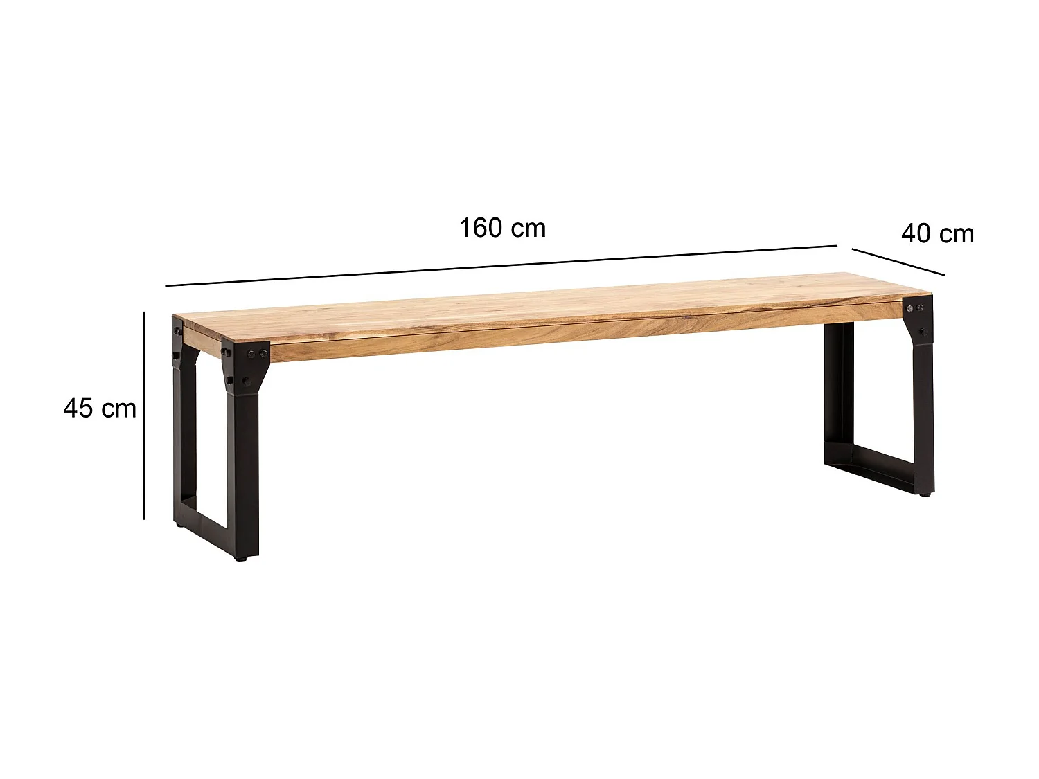 Esszimmerbank 160x40x45 cm Akazie Massivholz Metall