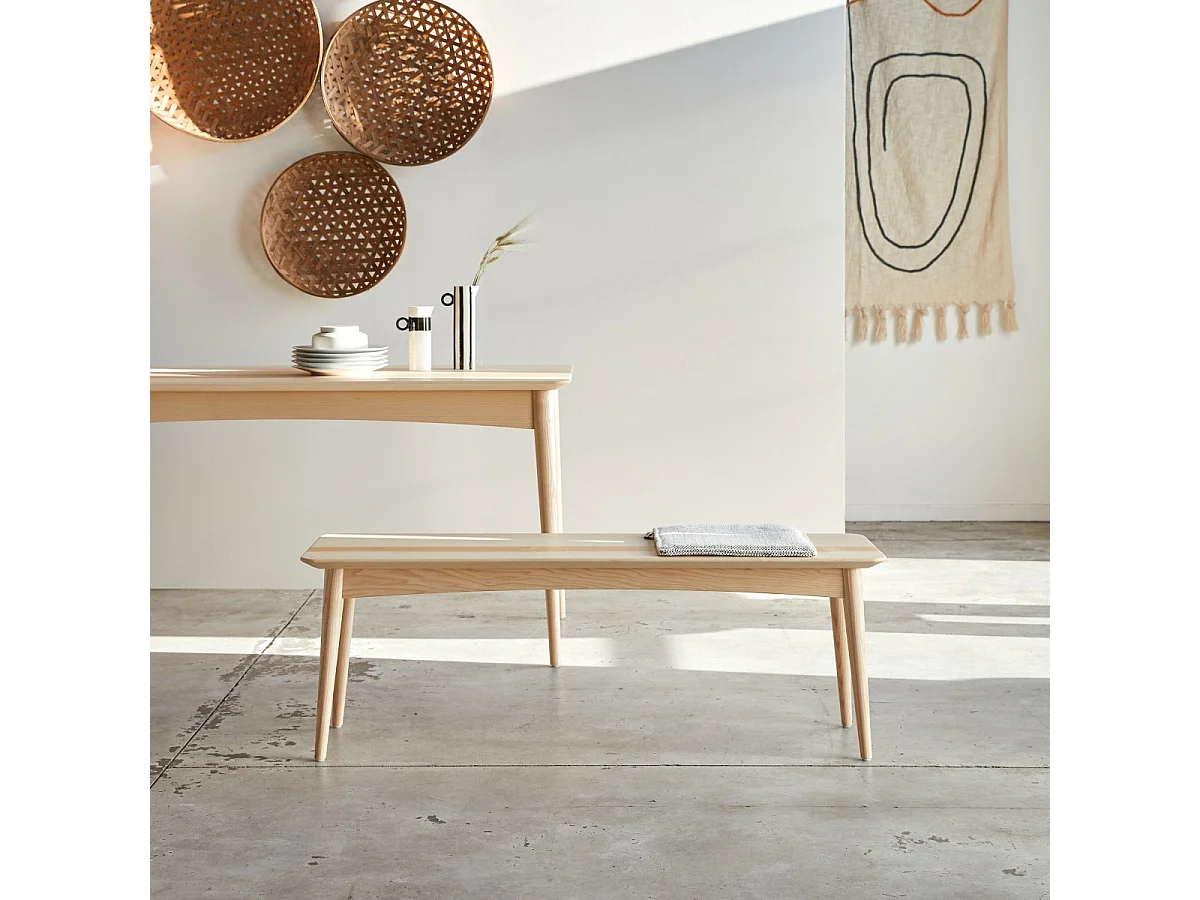 Banc en bois de frêne olivier massif Josef