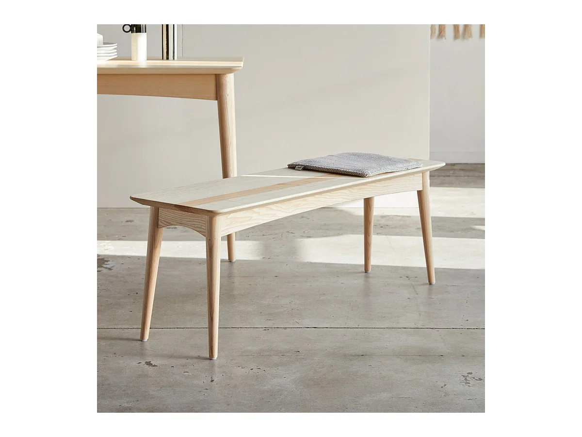 Banc en bois de frêne olivier massif Josef