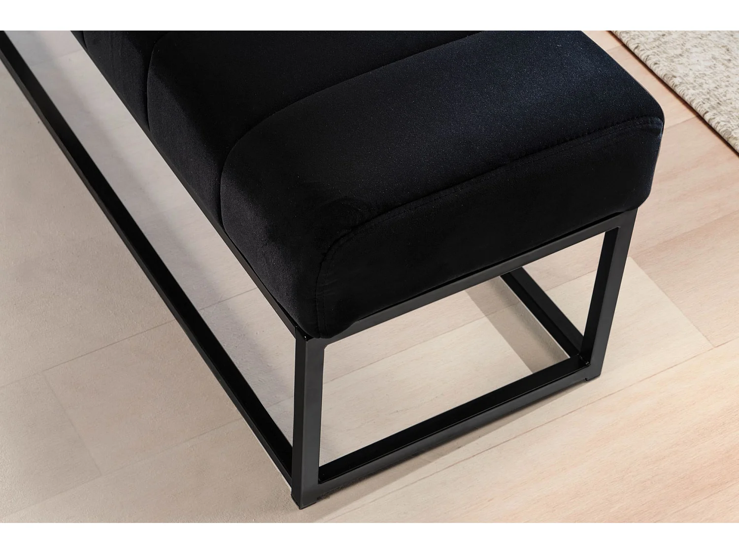 Banc Rembourré Noir 108x40x40 cm Style Moderne avec Structure en Métal | Banquette Couloir Velours