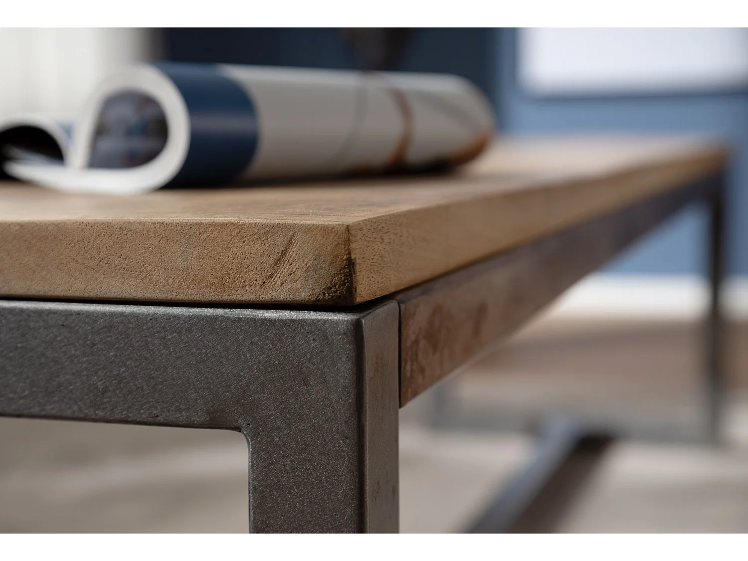 Esszimmerbank 120 x 46 x 45 cm Mango Massivholz / Metall