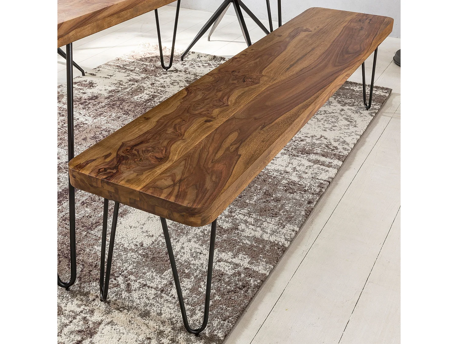banc de salle à manger BAGLI bois massif Sheesham 160 x 45 x 40 cm banc en bois produit naturel