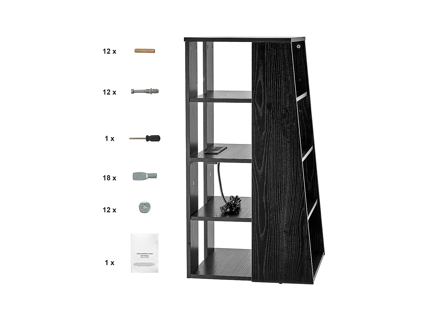 Meuble SucceBuy Support Multimédia AV à 5 Niveaux , Support Audio-Vidéo en Bois Réglable en Hauteur