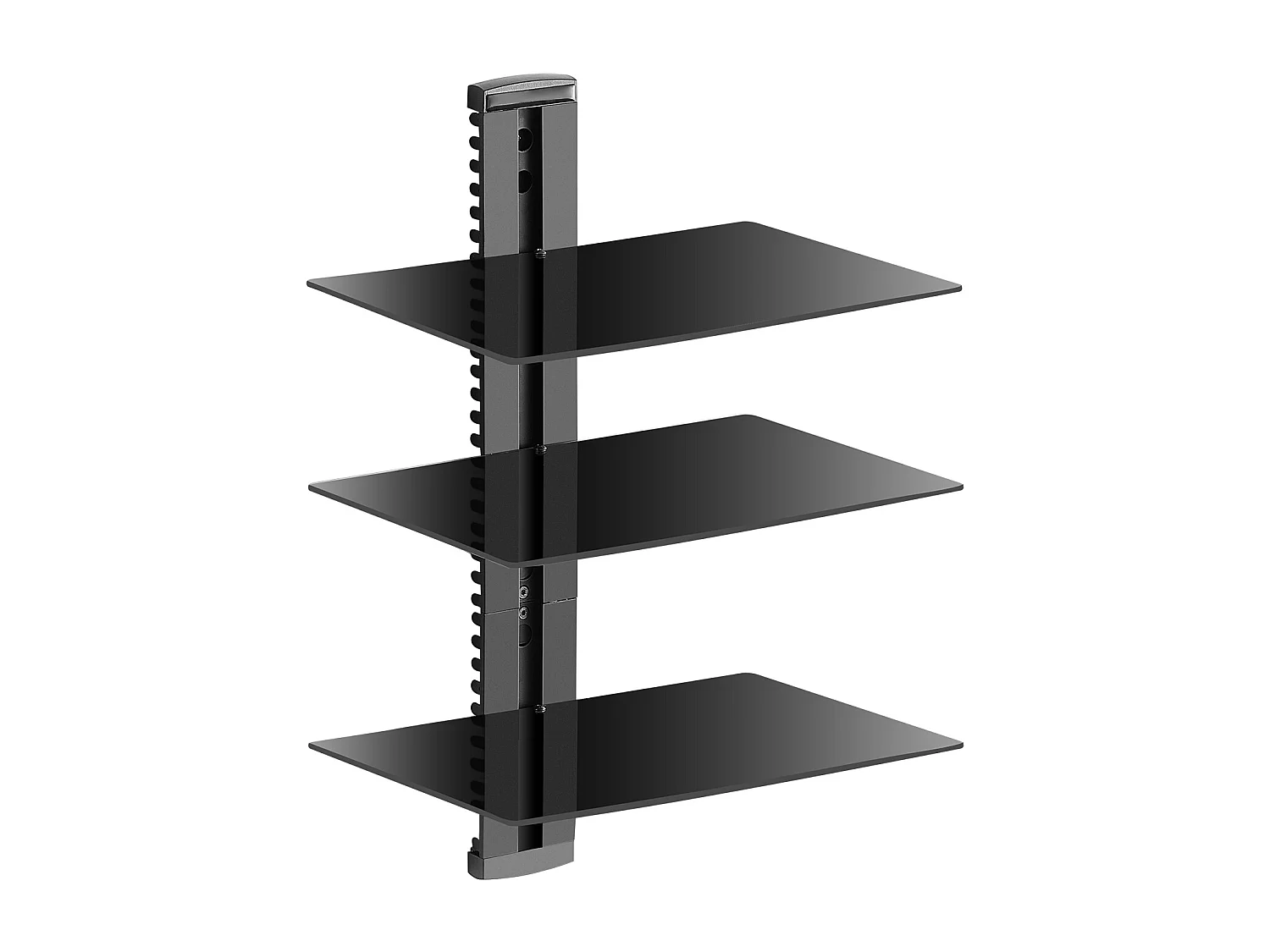 Meuble SucceBuy Étagères Flottantes en Verre à 3 Niveaux , Support Mural pour Téléviseur, Supporte 8KG, Noir