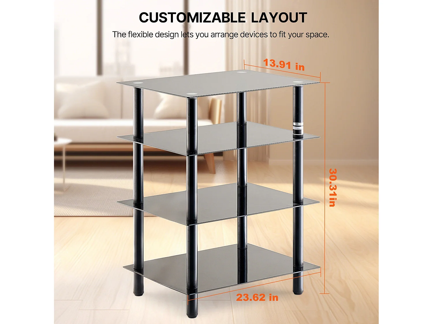 Meuble SucceBuy Support Multimédia AV à 4 Niveaux , Étagère Audio/Video en Verre Trempé pour le Stockage Multimédia