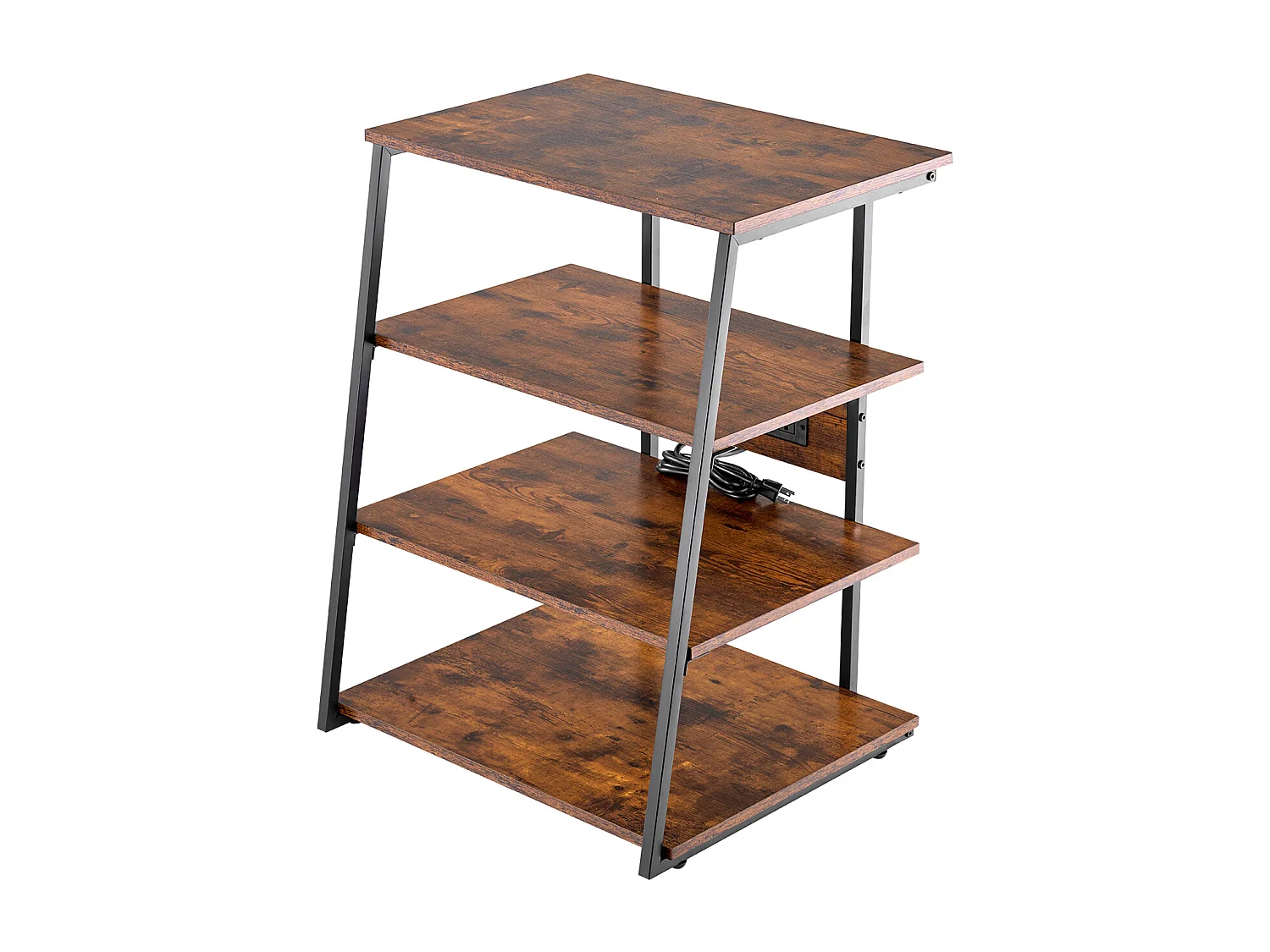 Meuble SucceBuy Support Multimédia AV à 4 Niveaux avec Multiprises, Support TV d'Angle LED en Bois