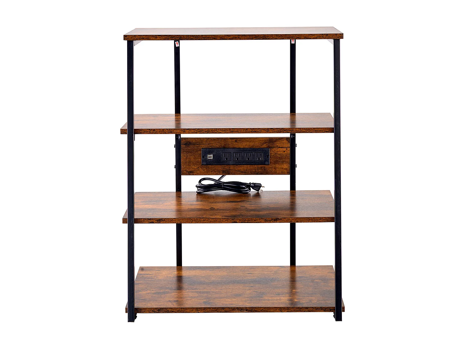 Meuble SucceBuy Support Multimédia AV à 4 Niveaux avec Multiprises, Support TV d'Angle LED en Bois