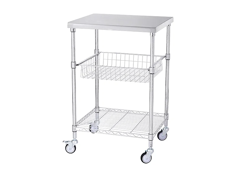 Nutzwagen SucceBuy 61 x 50 x 93 cm, 213 kg, 3 Ebenen, 6 Haken, Rollwagen