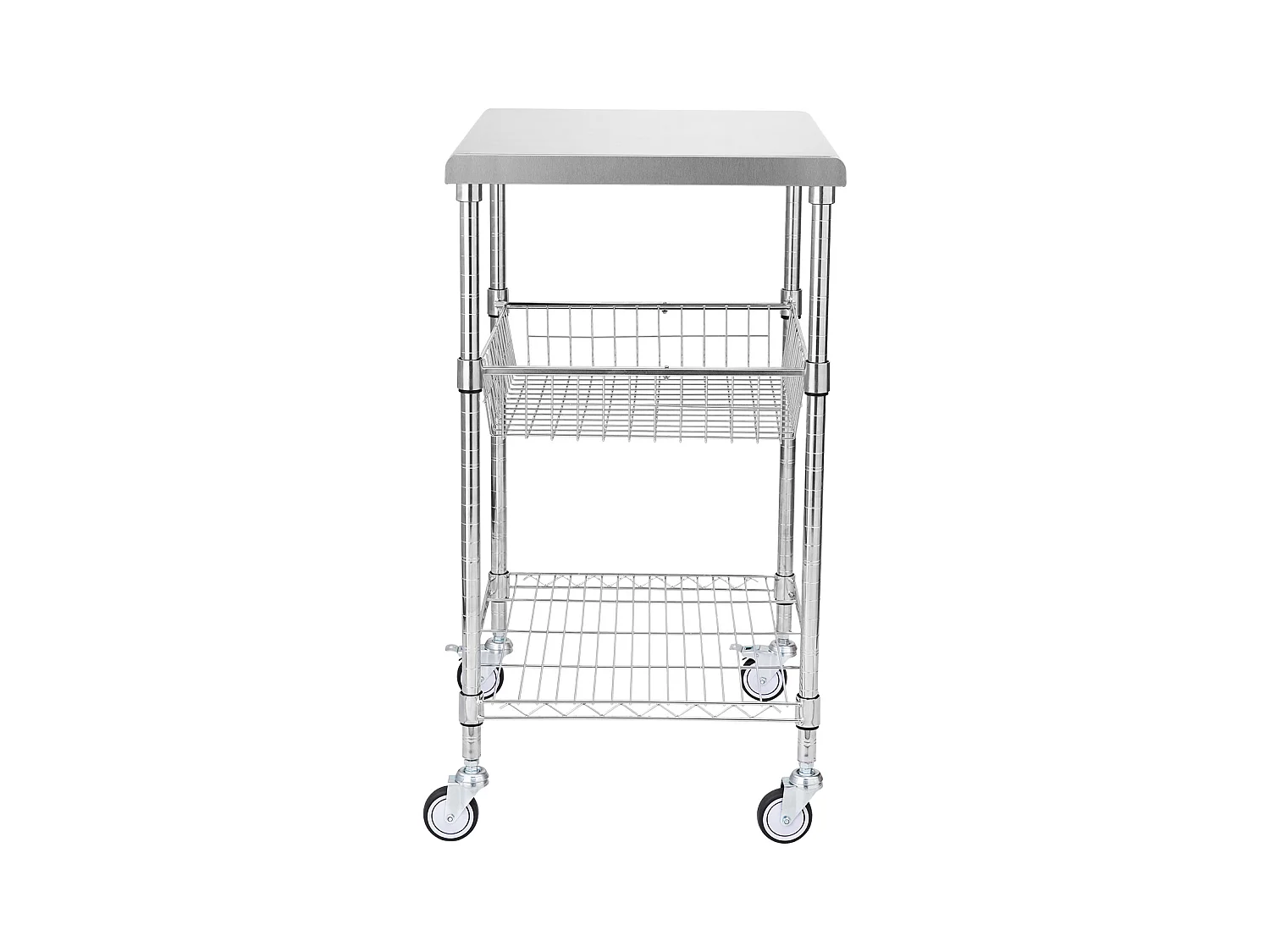 Chariot utilitaire SucceBuy 61 x 50 x 93 cm, 213 kg, 3 niveaux, 6 crochets, chariot à roulettes sur roulettes