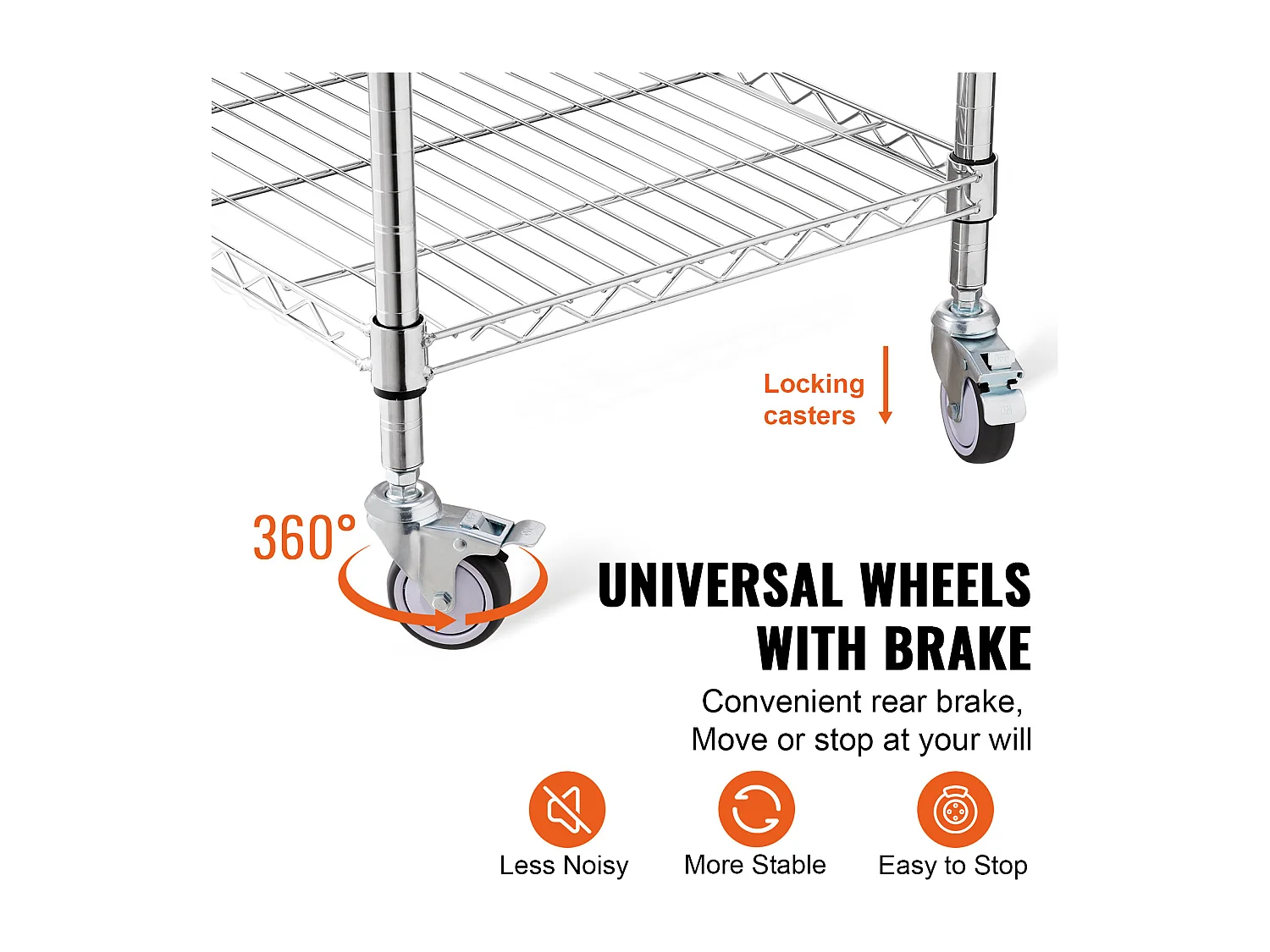 Chariot utilitaire SucceBuy 61 x 50 x 93 cm, 213 kg, 3 niveaux, 6 crochets, chariot à roulettes sur roulettes