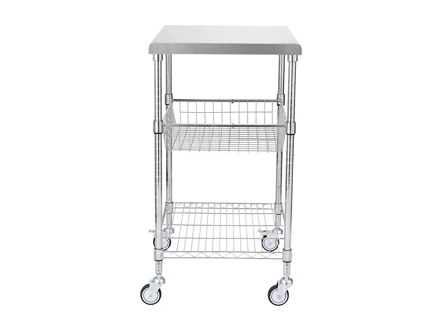 Chariot utilitaire SucceBuy 61 x 50 x 93 cm, 213 kg, 3 niveaux, 6 crochets, chariot à roulettes sur roulettes